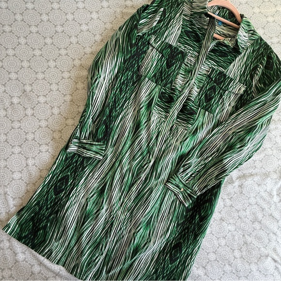 Derek Lam for DesignNation Green Woodgrain Print Cotton Tunic Dress Size M NWOT - Picture 3 of 10